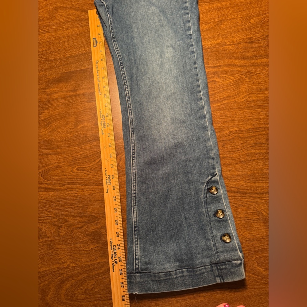 Pilcro and the Letterpress Button-Accent Blue Flare Jeans - Picture 5 of 11